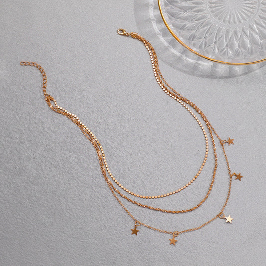 European And American Retro Metal Multilayer Star Clavicle Chain