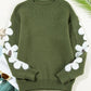 Flower Round Neck Long Sleeve Sweater