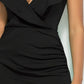Ruched Ruffled Cap Sleeve Dress