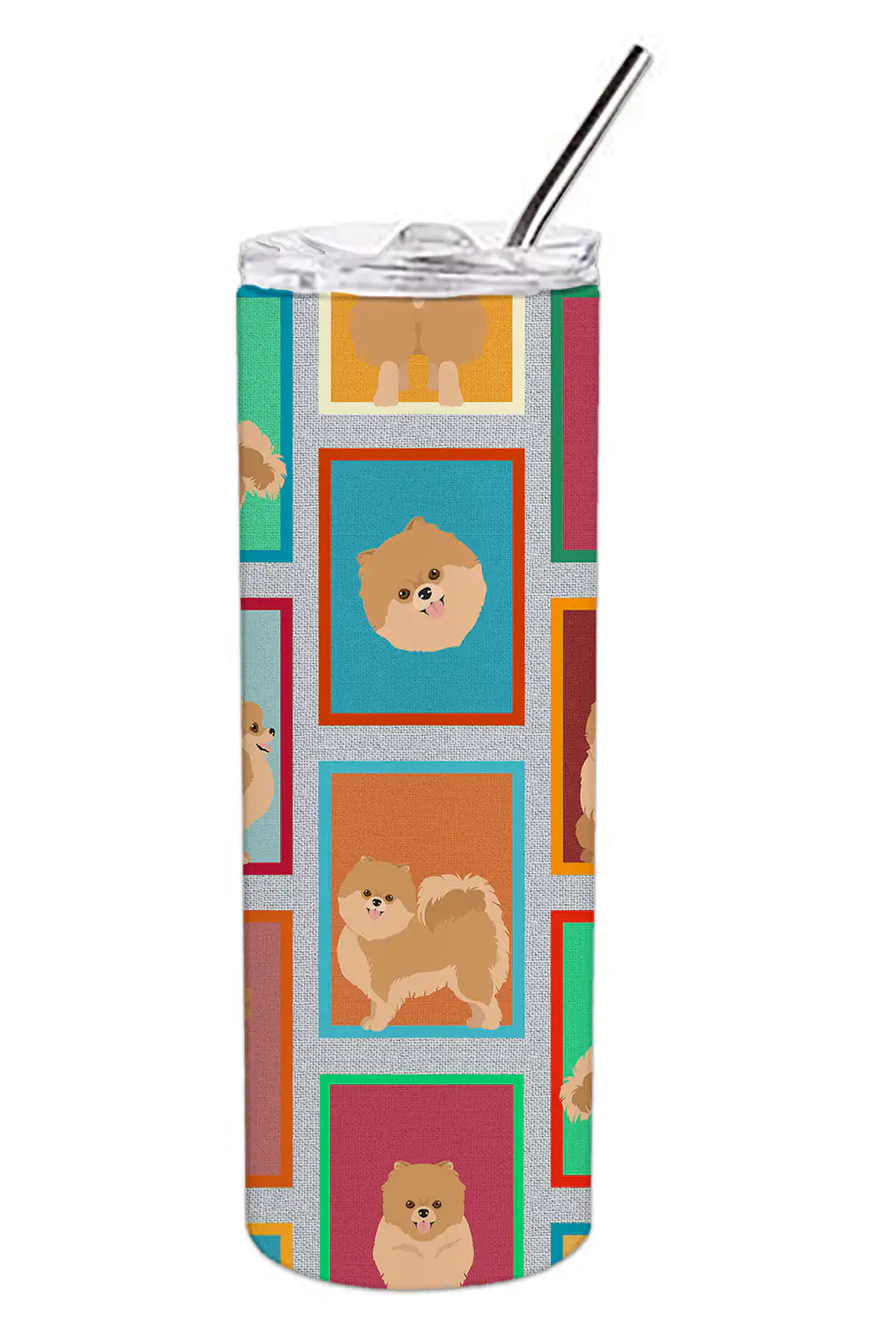 Lots of Orange Pomeranian Stainless Steel Skinny Tumbler