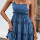Shiny Frill Spaghetti Strap Tiered Dress