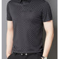 Men's Lapel Plaid Printed Seamless High Elasticity Ice Silk Short Sleeve