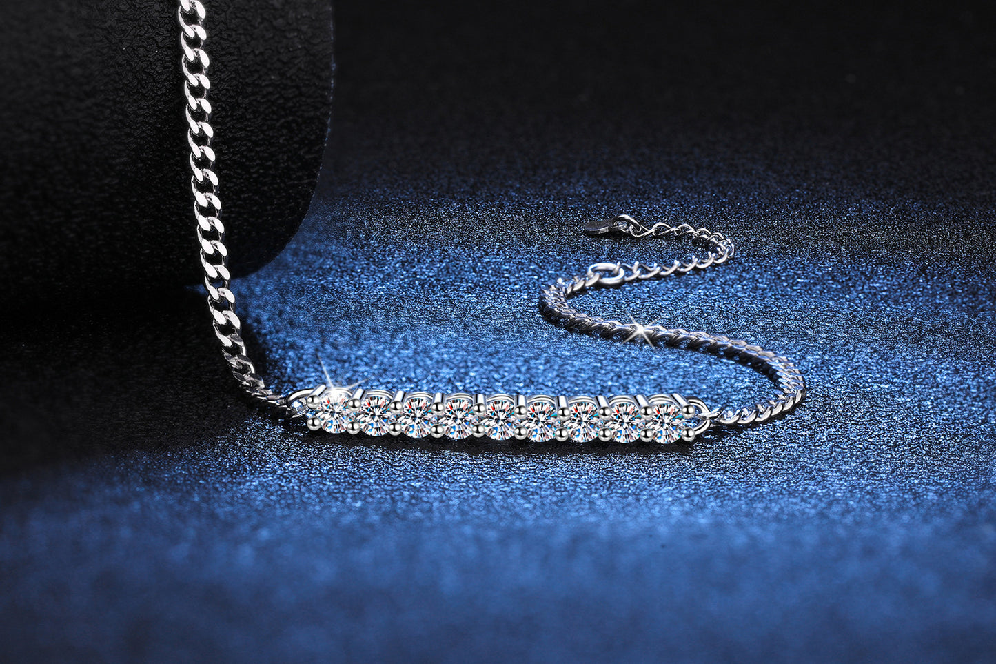 S925 Sterling Silver Cuban Moissanite Bracelet