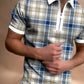 AliExpress Amazon's New POLO Polo Shirt Zipper Checkered Men's T-shirt