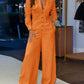 Women's Fashion Polo Collar Casual Solid Color Jumpsuit