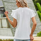 Jacquard V-neck Pile Sleeve Short Sleeve