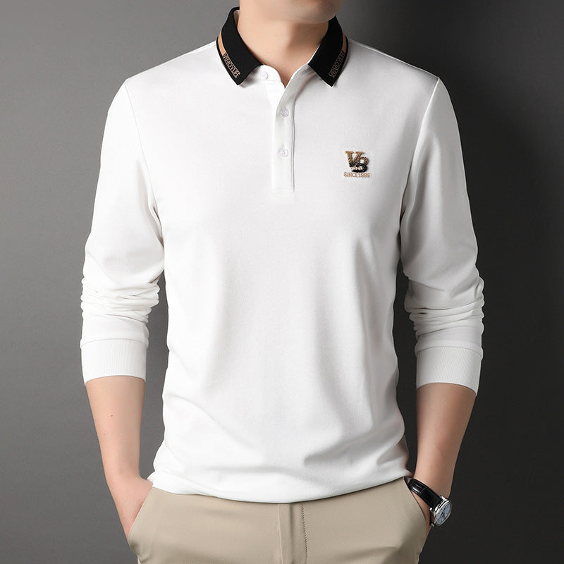 Autumn New Men's Thin Polo Shirt Casual Business Bottoming Shirt Men's T-shirt