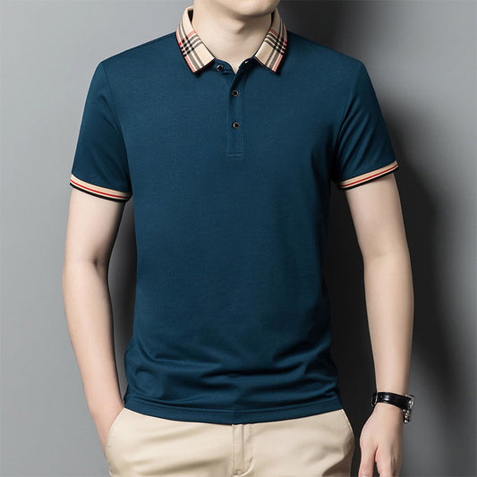 Summer Long-staple Cotton High-end Polo Shirt Men's Business Ice Silk Lapel T-shirt Top