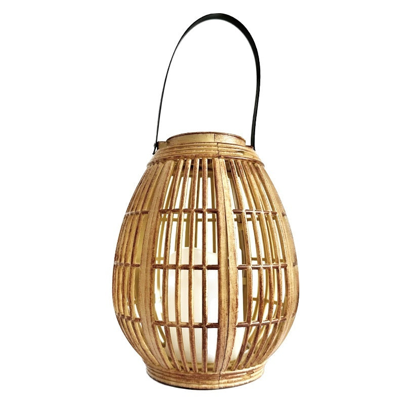 Solar Garden Decoration Bamboo Woven Candle Lights