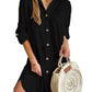 Autumn Leisure Long Sleeve Lapel Button Shirt Dress Womens Clothing