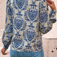 Printed Mock Neck Long Sleeve Shirt