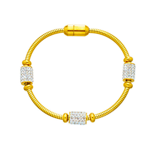 Full Diamond Titanium Steel Magnetic Buckle Round Bracelet