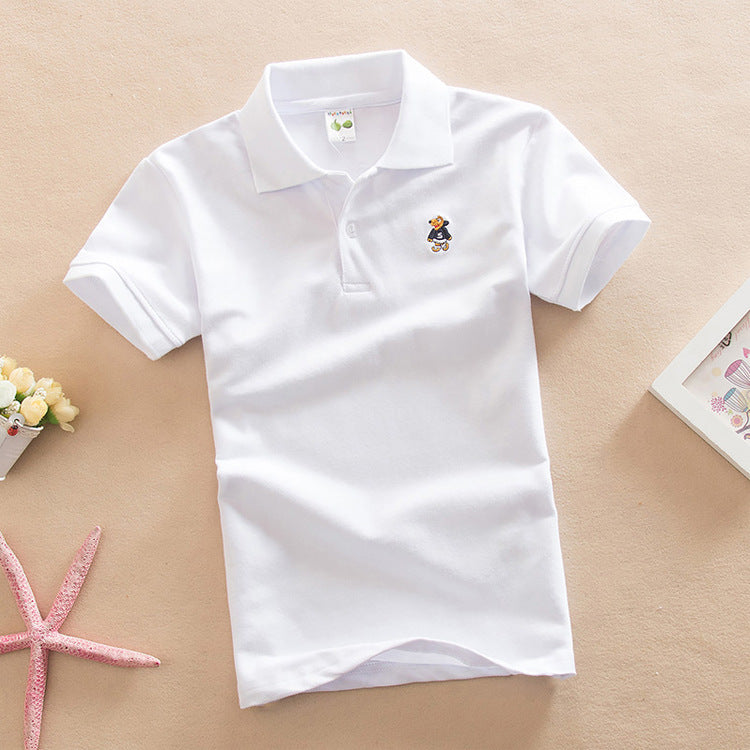 Short-sleeved T-shirt Middle And Big Children's Summer Polo Shirt Performance School Uniform