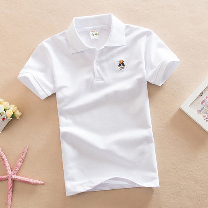 Short-sleeved T-shirt Middle And Big Children's Summer Polo Shirt Performance School Uniform