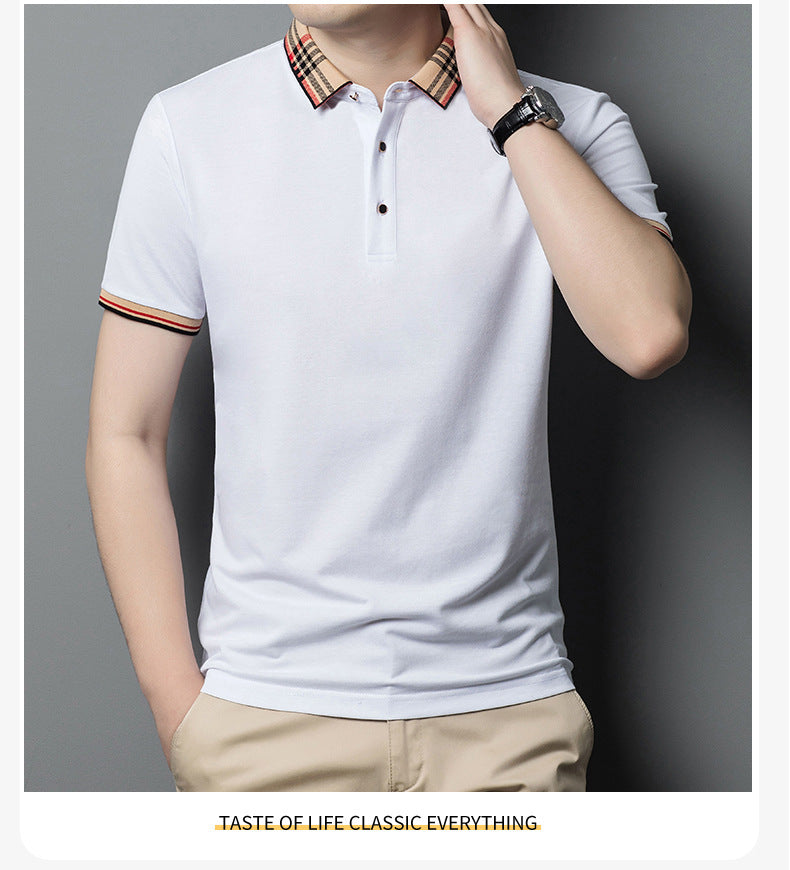 Summer Long-staple Cotton High-end Polo Shirt Men's Business Ice Silk Lapel T-shirt Top