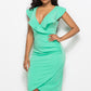 Ruched Ruffled Cap Sleeve Dress