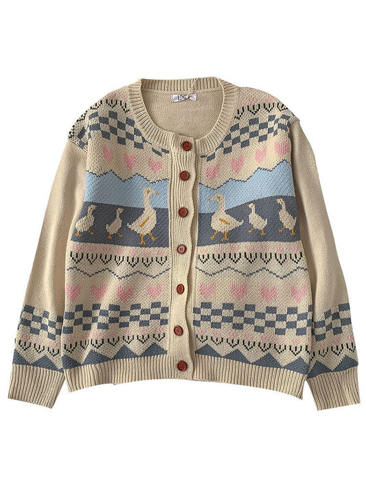 Fashion Lazy Round Neck Long Sleeve Outer Wear Cardigan