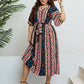 Honey Plus Size Bohemian V-Neck Tie Belt Midi Dress