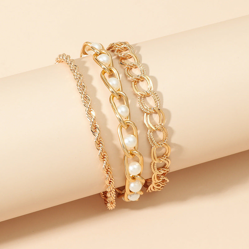 Simple Temperament Personality Trend Pearl 3-piece Bracelet