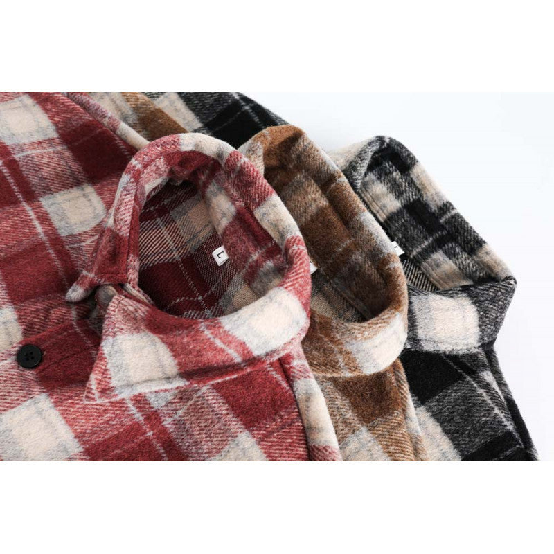 Brushed Thickened Plaid Shirt Coat Couple's Shirt