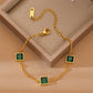Niche Design Gold Square Emerald Zircon Titanium Steel Bracelet