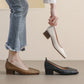 Spring And Autumn High Heels Square Toe Chunky Heel