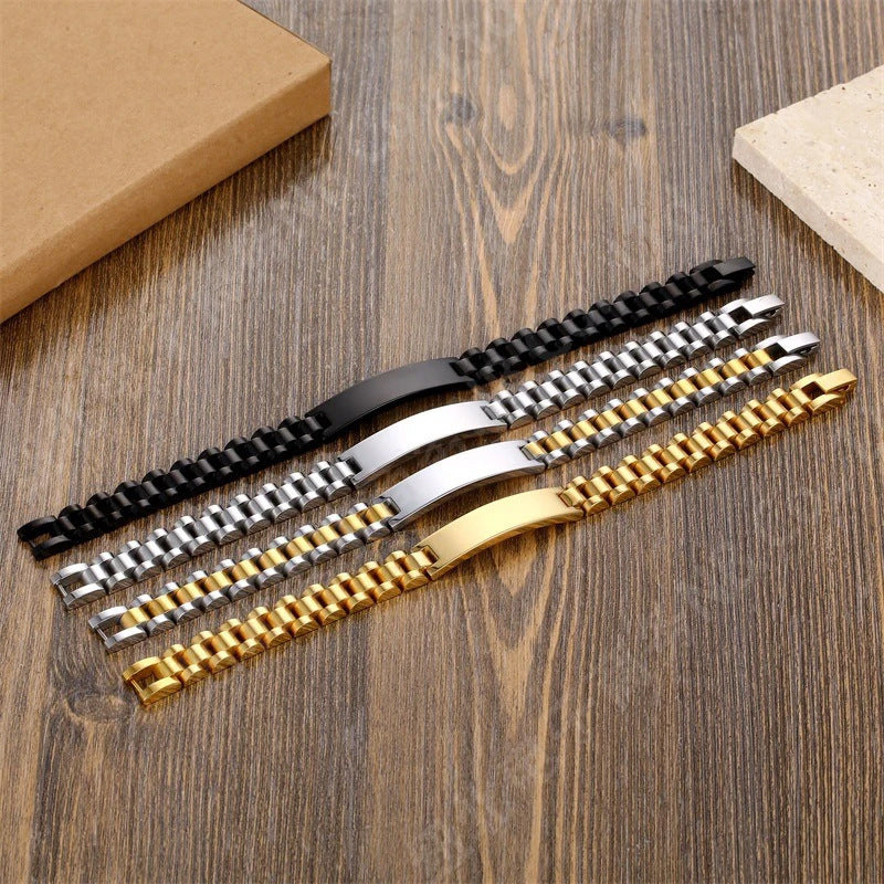 Stainless Steel Adjustable Watch Strap DIY Engraved Curved Bracelet