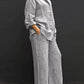 Lapel Blouse and Loose Straight Pants