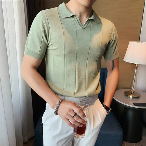 2023 High Quality Knitted Polo Shirt Men