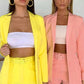 Women's Two Pieces Sets Linen Suit &amp; Short Pants with Belts