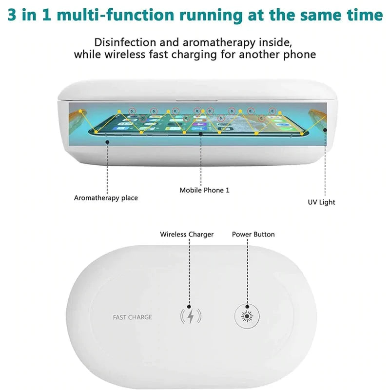 10W Fast Wireless Charger With Phone Sanitizer