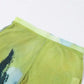Printed Mesh Flare Leg Pants