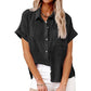 Women's Casual Cotton Linen Short-Sleeve Shirt with Pockets