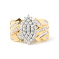 10K Yellow Gold 1 Cttw Diamond Pear Shaped Cluster  Cluster Cocktail Ring (H-I Color, I2-I3 Clarity)