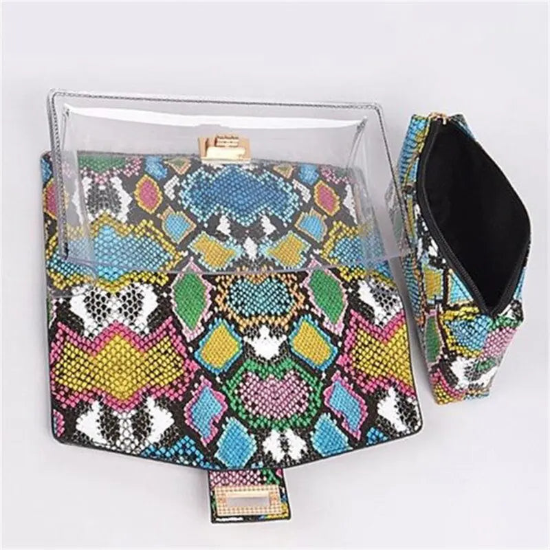 Jelly Snake Print Shoes and Handbag Set