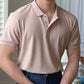 Casual Knit Ribbed Polo Shirt for Men