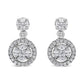 18K White Gold 2.0 Cttw Round Shape Diamond Composite Halo Dangle Stud Earring (F-G Color, VS1-VS2 Clarity)