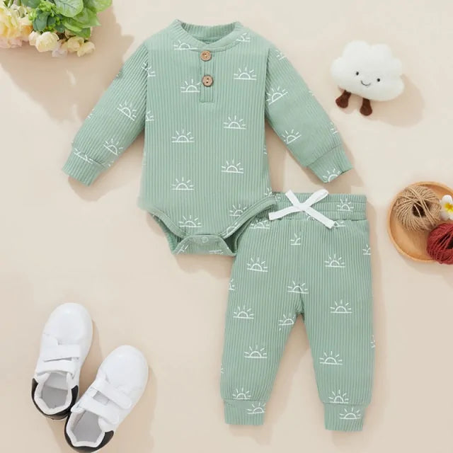 Newborn Baby Bodysuits + Elastic Pants