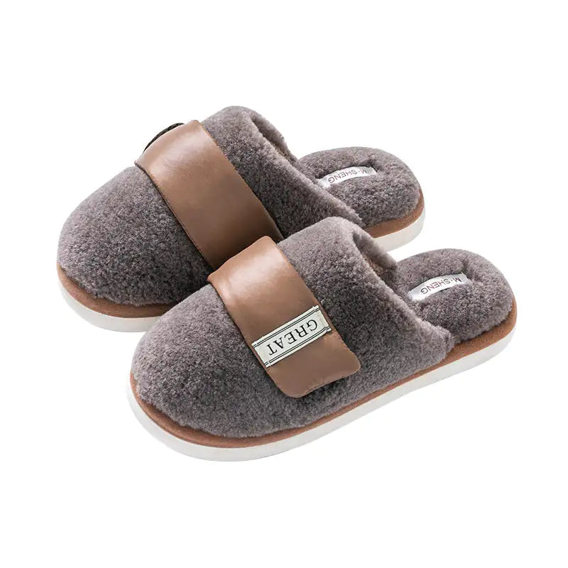 Autumn And Winter Indoor Home Slipper Plus Velvet Warm Couple Bedroom Cotton Shoes