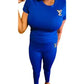 Two Pieces Design Set Sexy Outfits Short Sleeve &amp; Long Pants Pullover Tracksuit