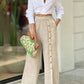 Long Sleeve Nipped Waist Top And Wide Legs Pants