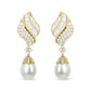 18k Yellow Gold 7.0 Cttw Baguette and Round Diamond South Sea Pearl Drop Dangle Clip-On Earrings (F-G Color, VS1-VS2 Clarity)