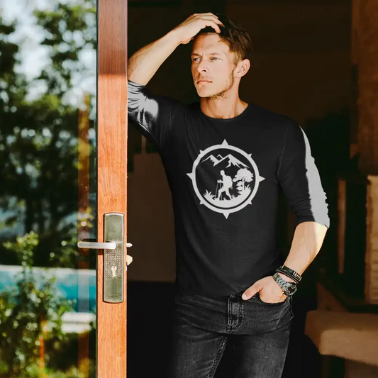 Hiking Mountain Compass Men Long Sleeve Shirt