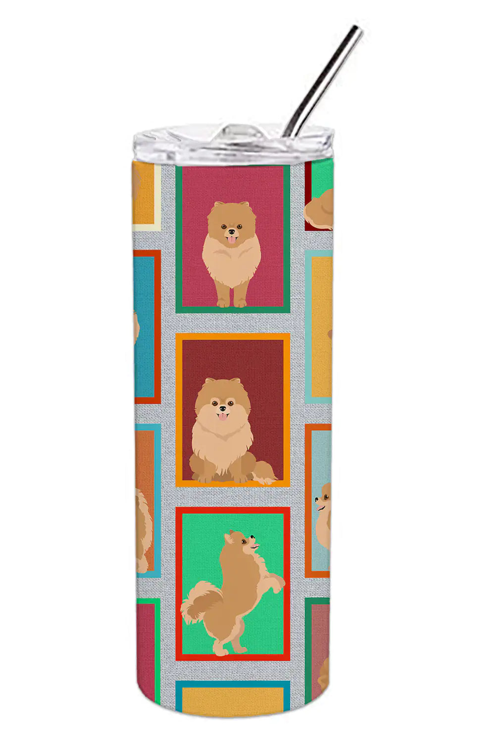 Lots of Orange Pomeranian Stainless Steel Skinny Tumbler