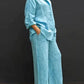 Lapel Blouse and Loose Straight Pants