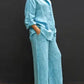 Lapel Blouse and Loose Straight Pants